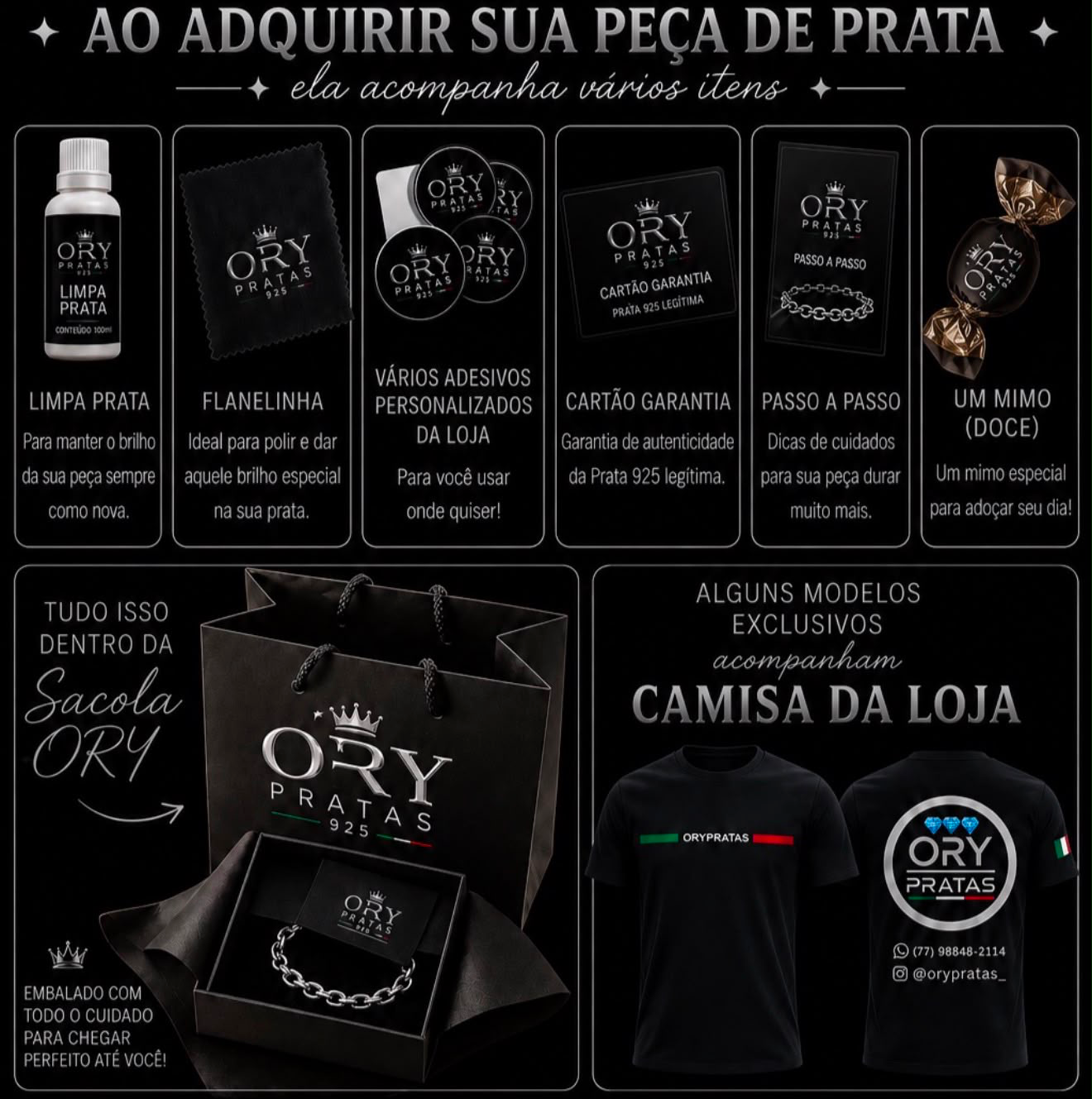 Sacola Ory Pratas - itens inclusos na compra