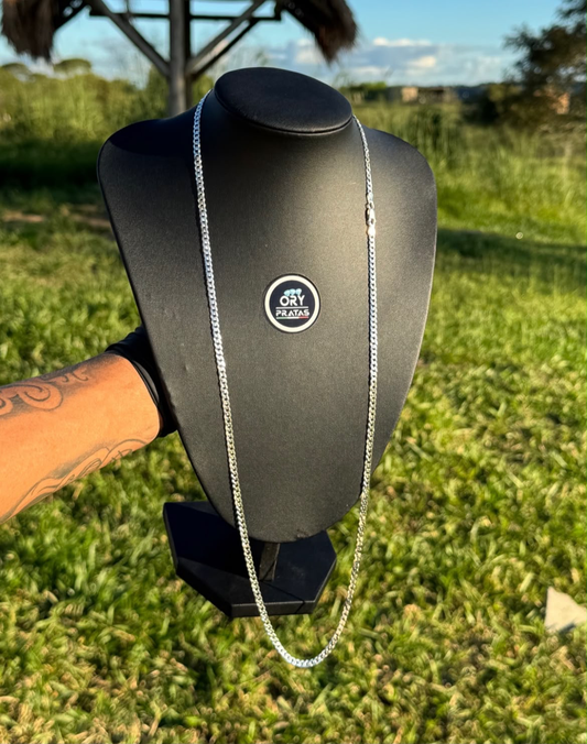 Cordão 4mm Grumet Prata 925 no busto - Ory Pratas