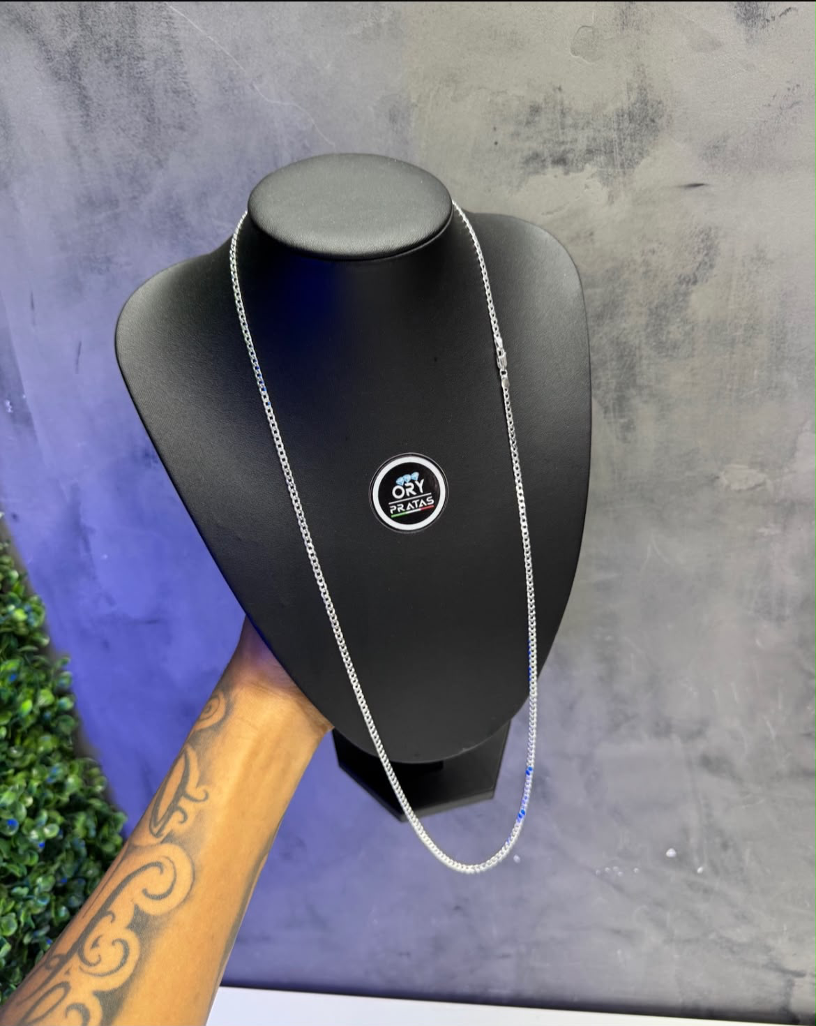 Cordão 3mm Grumet 80cm Prata 925 no busto Ory Pratas