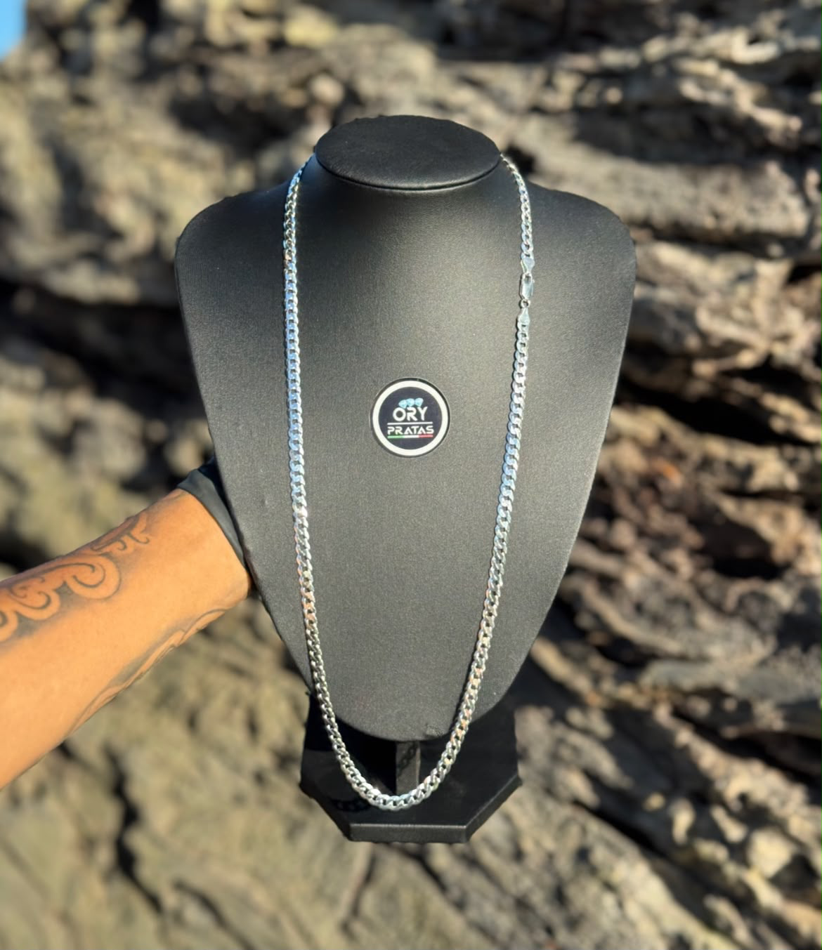 Cordão 6mm Grumet 70cm Prata 925 na pedra - Ory Pratas